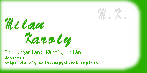 milan karoly business card